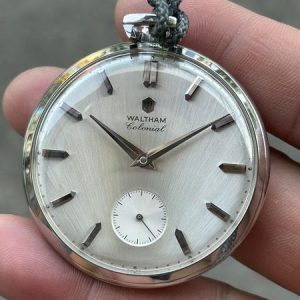 Waltham Colonial Pocket Manual Winding 17 Jewels watch HT.75 all Stainless Steel / case no.100451 , Swiss made.