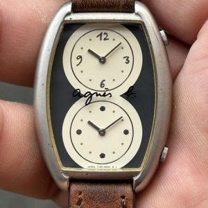 Agnes B dual time Quartz watch Y150-5000/ case no.580045 , made in Japan .