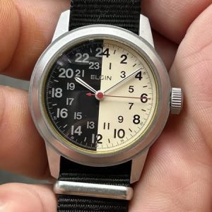 Elgin Vintage Military Daynite reissue M-062 Quartz watch type A-17A / case no.12071