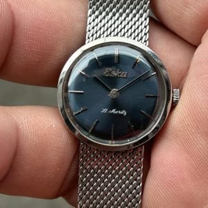 Eska St.Mority hand winding 21 Jewels vintage watch ETA 2512/ case no.77-100 Stainless Steel back , Swiss made.