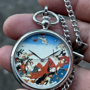 Seiko Alba Mickey Mouse V701-0A30 Quartz Vintage Pocket watch / case no.891320 , made in Japan.