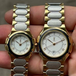 Set Y.S.L quartz watch STAINLESS STEEL BACK / case no.286969 & 259206, made in France.