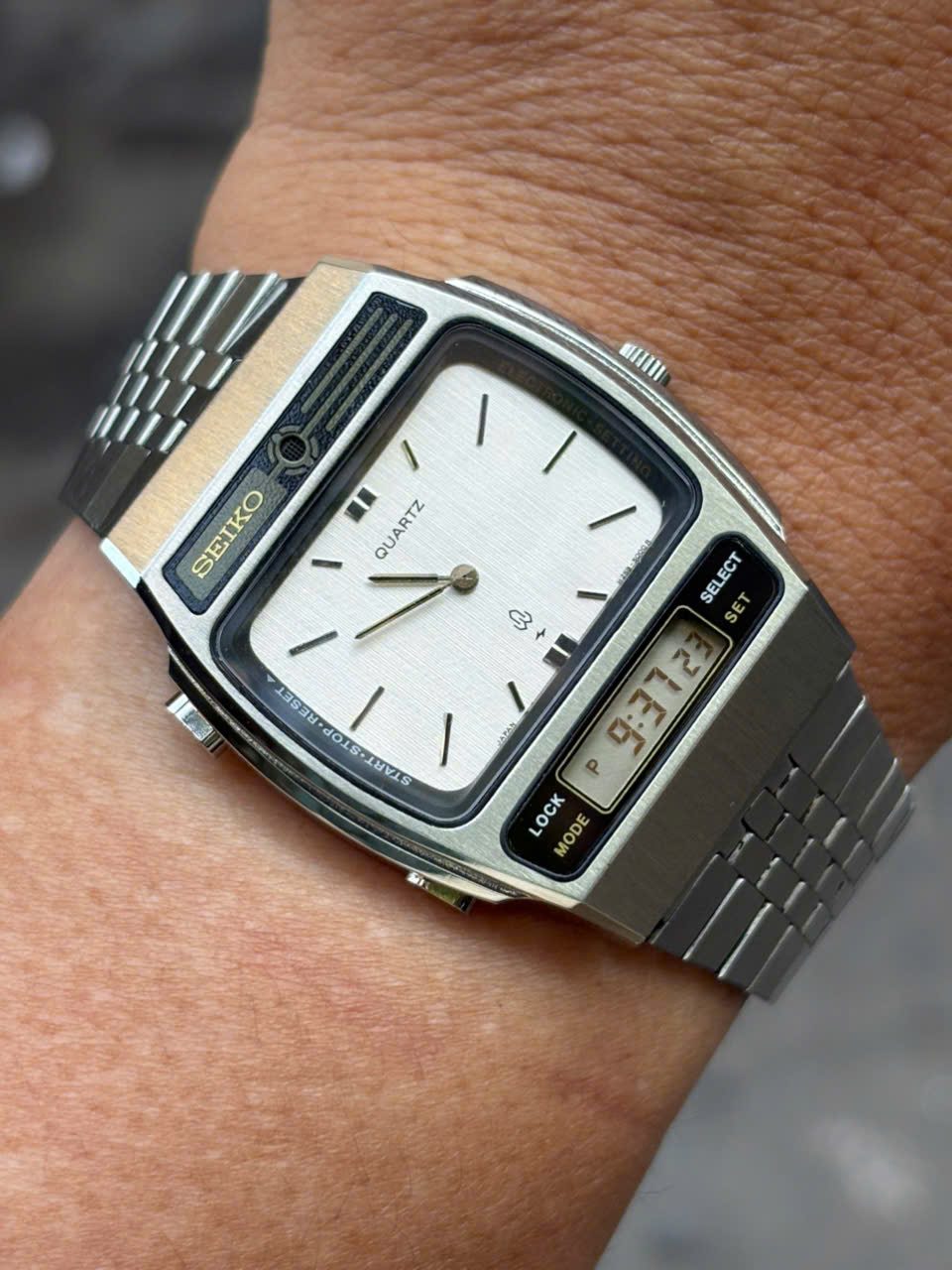 【超美品】SEIKO H259-5000 ★レストア動作品★ Seiko Hybrid Quartz H259-5000 Chronograph Vintage Men's