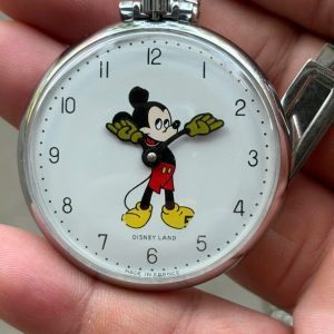 Disney Land Mickey manual winding pocket watch, made in France .