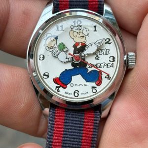 Popeye & Sweepea manual winding watch, Swiss made.