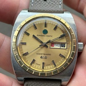 GINSBO Matic Coast Guard 400 AUTOMATIC 14kt solid gold bezel, case no.807473 , Swiss made.