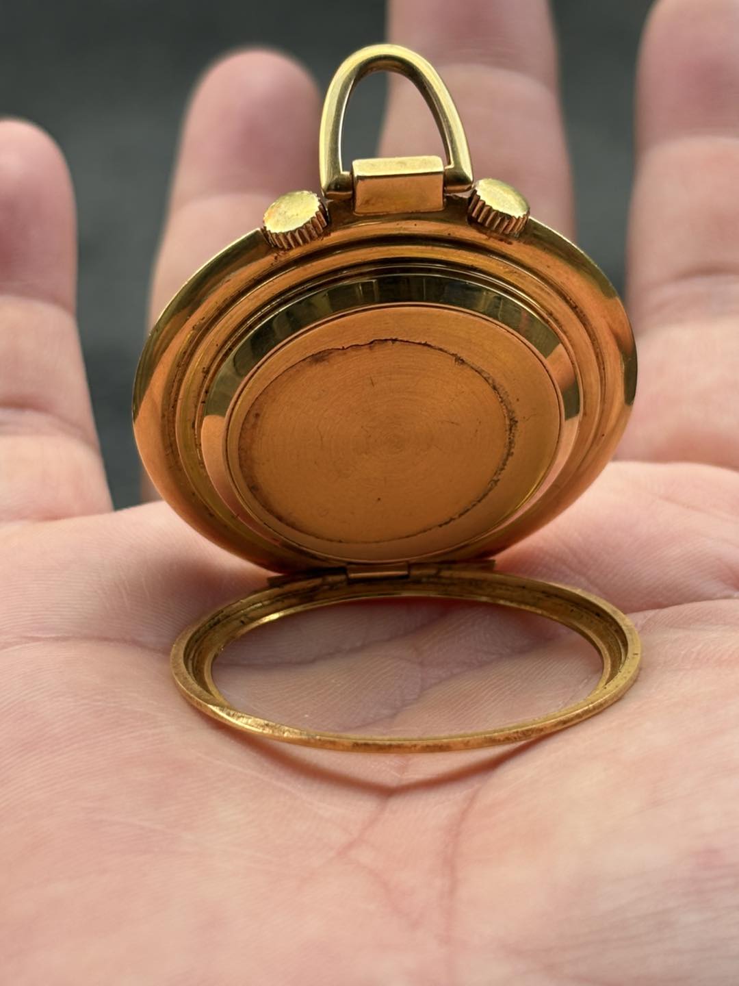 SANDOZ 手巻きペンダントウォッチ カメオ ビンテージ ゴールド Sandoz alarm pocket manual winding watch, Swiss Made. – Long's