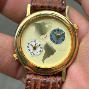 Columbus 1492-1992 Dual time quartz watch stainless steel back, made in Japan.