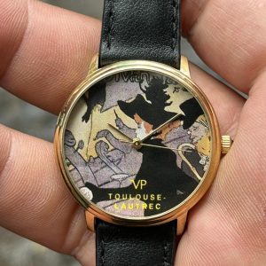 VP Toulouse Lautrec quartz watch, stainless steel back, made in Japan.