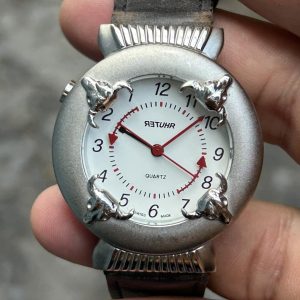 Rhuter quartz watch stainless steel back, case no.000553  , Swiss made.