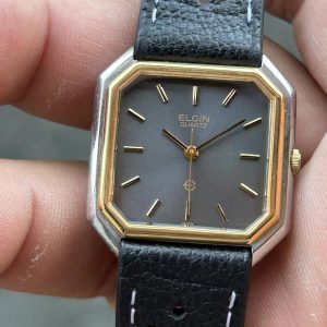 ELGIN Quartz Men watch 16-156 STAINLESS STEEL BACK - Cartier form case style, made in Japan.