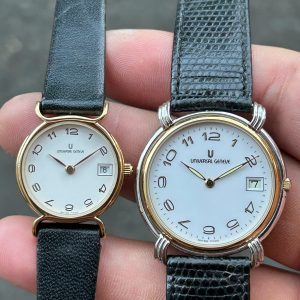 Set UNIVERSAL GENEVE Watch Quartz 540.813 / case no.39520 & 649.311 / case no.35565, Swiss made.