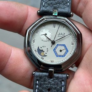 Jaz Paris Moon Phase Quartz watch N45W6T stainless Steel back, made in France.