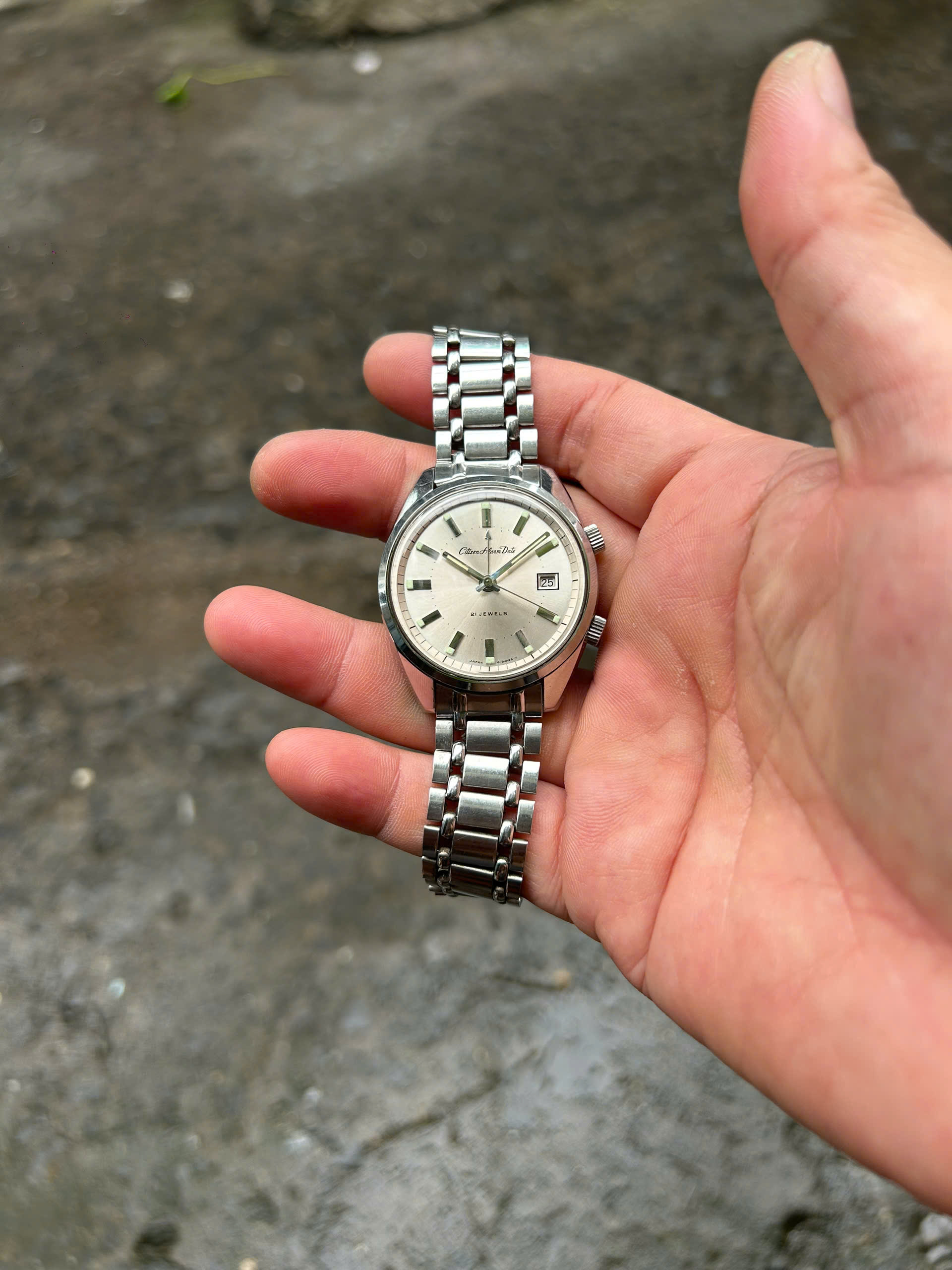 Citizen Alarm date 21 jewels manual winding 4-310098 Y / case no