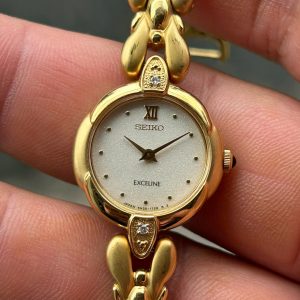 Seiko Exceline Lady Quartz watch 4N20-1070 St.Steel back+Base metal/ case no.490563, made in Japan.