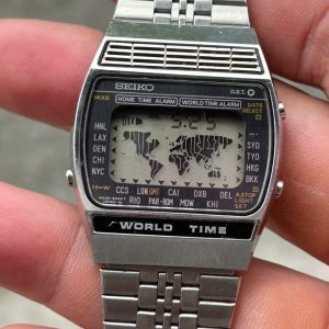 Seiko World Time digital A239-5020 stainless steel Alarm Chronograph Watch / case no.013525 , made in Japan.