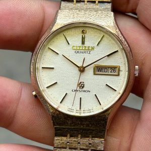 Citizen CQ Quartz Crystron Watch 4-860951 Y, case no.60800559, made in Japan.