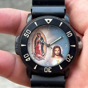 Jesus & Virgin Mary quartz watch, made in Japan.