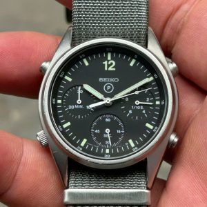 Seiko R.A.F 7a28-7120 Quartz Chronograph watch / case no.671844, made in Japan.