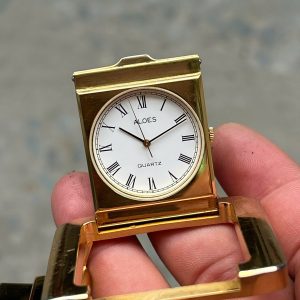 Aloes - Belt buckle quartz watch stainless steel back, made in Japan.