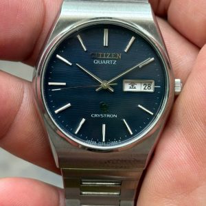 Citizen CQ Quartz Crystron Watch 4-730666, case no.8070628, made in Japan.