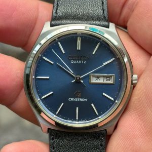 Citizen CQ Quartz Crystron Watch 4-860349 Y, case no.50802595, made in Japan.