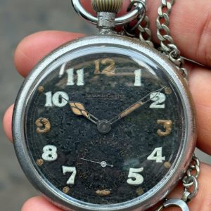 1940’s Vintage Jaeger-LeCoultre WW2 vintage military Pocket Watch GSTP 241326, case no.150452  , Swiss made.