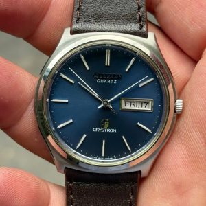 Citizen CQ Quartz Crystron Watch 4-860349 Y, case no.50800666, made in Japan.