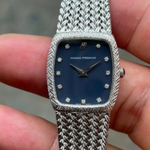 NIVADA PREMIUM Lady QUARTZ WATCH N-91104SP PLATINUM PLATING STAINLESS STEEL BACK , Grenchen-SHITZERLAND.