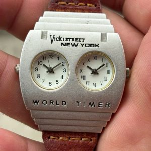 Vick 1 Street New York World Timer Dual time quartz watch NY-5008, made in Japan.
