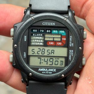 Citizen Ambulance Digital Alarm Chronograph Watch D170-314395, case no.40100284, made in Japan.