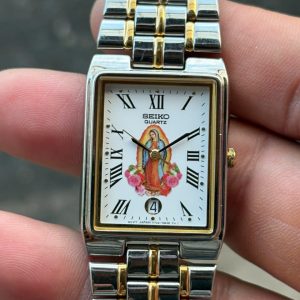 Men’s vintage Seiko quartz watch V722-5B00, case no.471497, made in Japan.