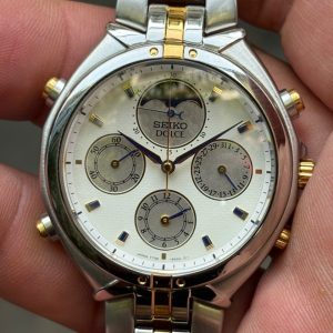Seiko Dolce alarm Moon Phase Chronograph quartz watch 7T36-6A90/ case no.520949, made in Japan.