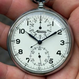 1969’s Minerva Chronograph vintage manual winding pocket watch 1333, case no.496514 , Swiss made.